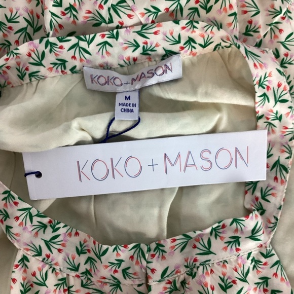 Koko + Mason Floral Halter Keyhole Mini Dress Pink Green M - Picture 6 of 7